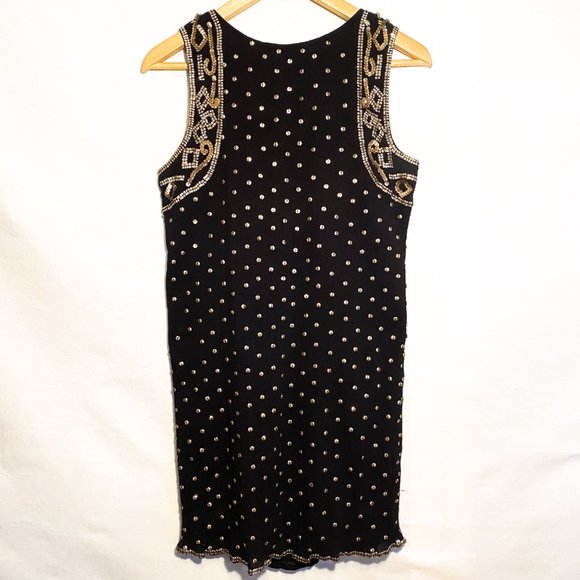 Calypso Black Cotton Crinkle Dress with Gold Sequins - Picture 2 of 9